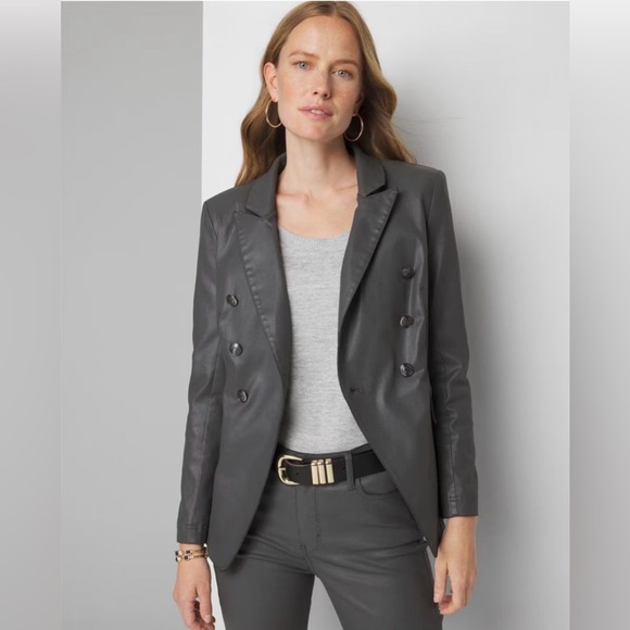 NWT Whitehouse Blackmarket Coated Denim Studio Blazer - Picture 2 of 12